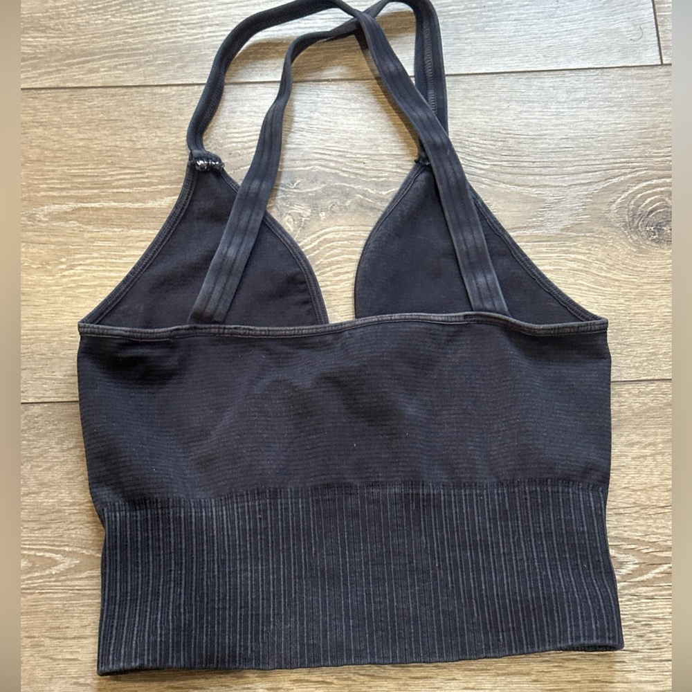 •Sold•  FP Movement Good Karma V Neck Crop Top in Washed Black - Picture 6 of 7